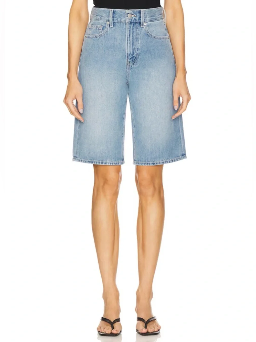 Veronica Beard Charlotte High Rise Denim Long Shorts in Silverwood Blue Size 30
